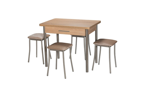 Комплект: Стол М20 дуб Сонома+табуреты ТН серебро/бенгал беж