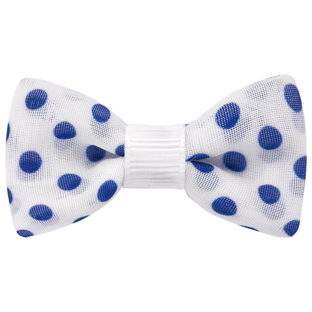 Заколки для волос НАБОР 4 шт., 5х2,5 см, зажим, с бантиком, синий, белый в горошек, MONTE VITA, 457108