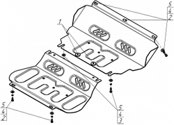 Защита стальная двигателя, Радиатора и переднего дифференциала для Mitsubishi L200 Motodor.71302