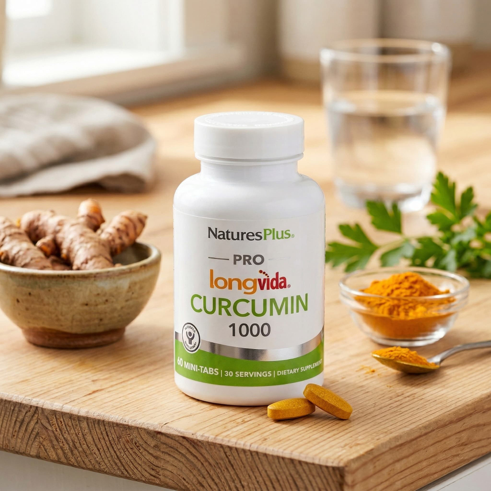 NaturesPlus, Pro Longvida®, куркумин 1000, 60 мини-таблеток (500 мг в таблетке)