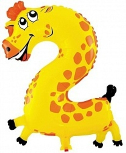 К 16''/41 см, Мини-цифра, Животные "2" Жираф, с клапаном, 1 шт.