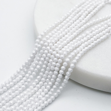 Фианит "матовый" (кубический цирконий), цвет БЕЛЫЙ, размер около 2 мм, цена за нить 38 см