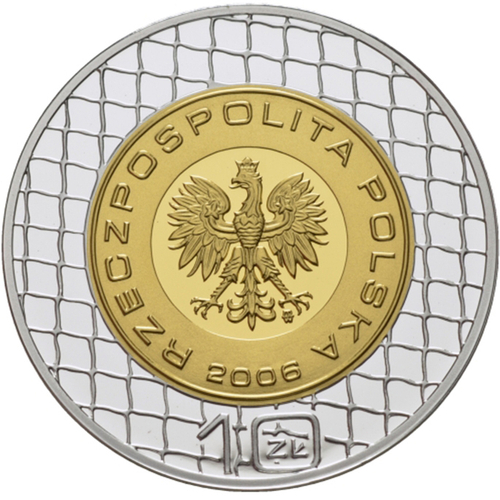 10 злотых. Чемпионат мира по футболу в Германии. Польша. 2006 г. Серебро с позолотой