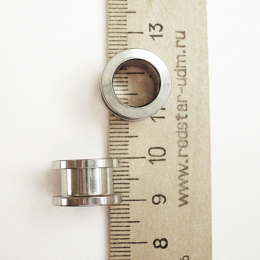 Тоннель диаметр 12 мм для пирсинга ушей (медицинская сталь). 1 пара