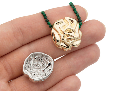 62119-р Бусина-подвеска "Мятая монета" 22мм, родий