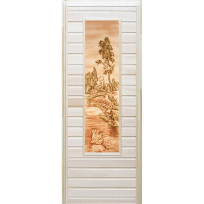 Дверь глухая с панно 2D "Лебеди"