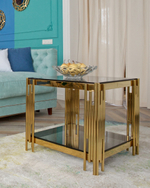 Журнальный столик 55*55 ГЭТСБИ золото стекло smoke