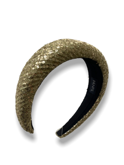 Ободок из золотистого шелка с пайетками