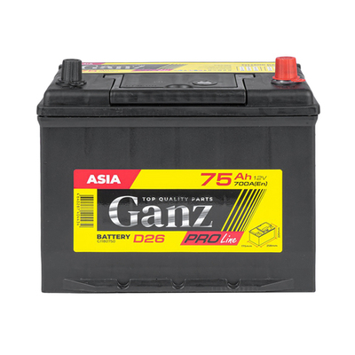 Аккумулятор GANZ PRO-Line JIS 75 А/ч обратный R+ 258x173x220 D26 EN 700 А