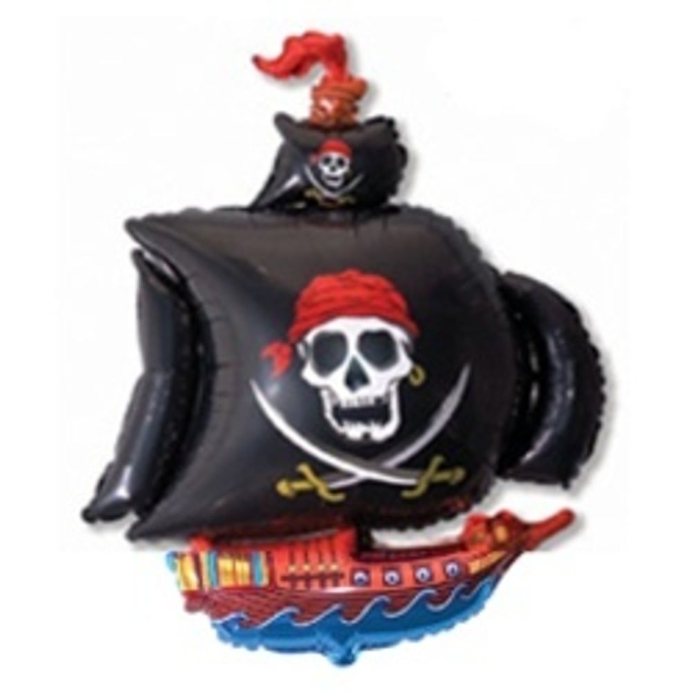 Шар (15"/38 см) Мини-фигура, Пиратский корабль, Черный