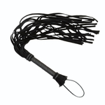 Чёрная плеть с кожаной рукоятью - 65 см. (Цвет: черный)