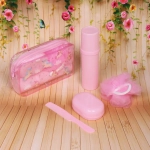 Набор банный дорожный 4шт «Traveler-Единорог», цв розовый, (мочалка, футляр 2шт, расческа), 20*12*6