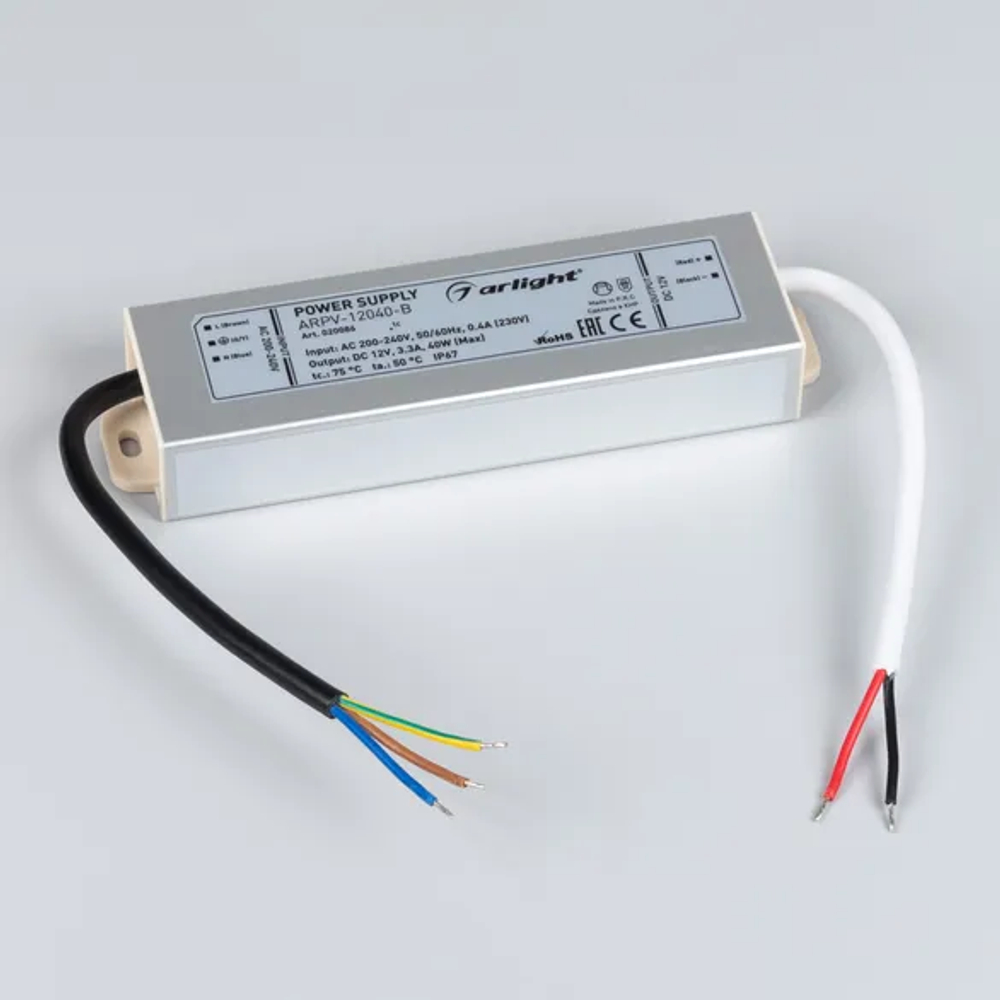 Блок питания ARPV-12040-B (12V, 3.3A, 40W) (Arlight, IP67 Металл, 3 года) 020086
