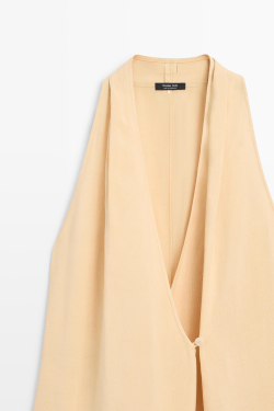 Massimo Dutti Платье миди с пуговицей, светло-желтый
