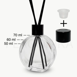 Комплект: Флакон для диффузора 60 мл прозрачный Клэр с черной крышкой