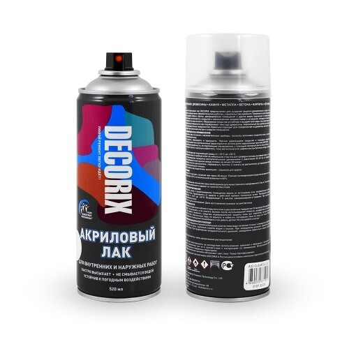 Лак спрей 520 мл акриловый бесцветный глянцевый (DECORIX)