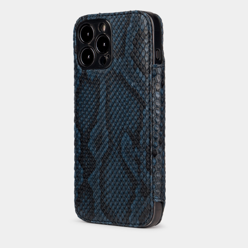 Чехол для iPhone 13 Pro Max из кожи питона, синего цвета