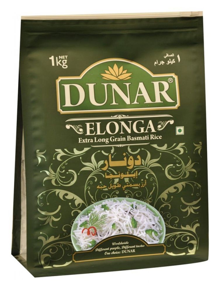 Рис Dunar Basmati Elonga длиннозерный шлифованный 1 кг x 2 шт