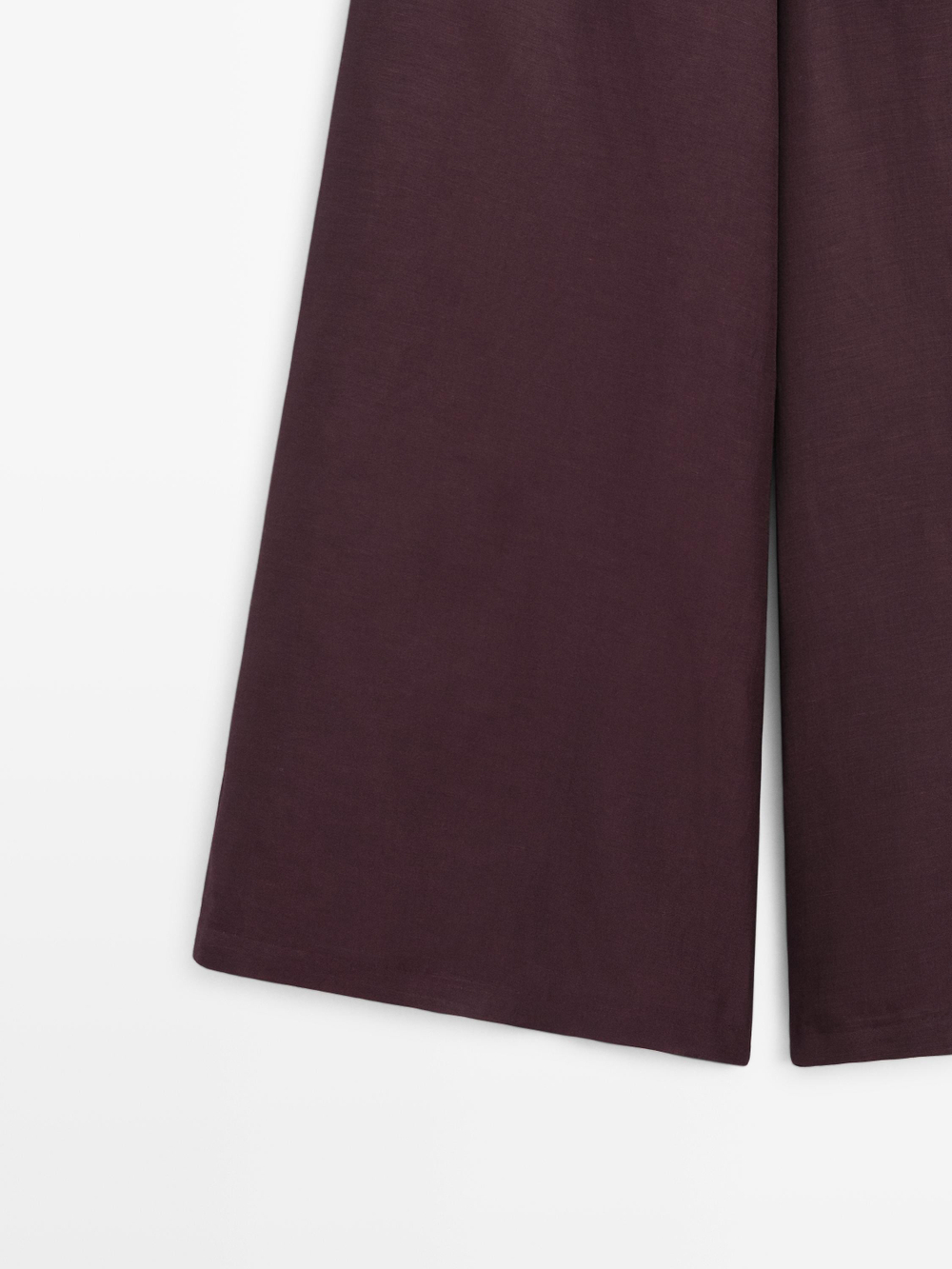 Massimo Dutti Струящиеся брюки-юбка из смесовой льняной ткани, баклажанный