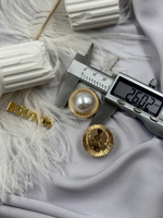 Накладка на пуговицу золотистая Жемчуг1