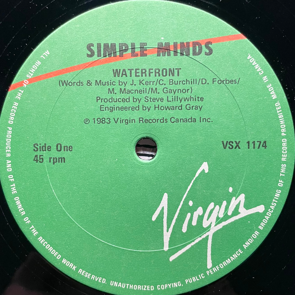Simple Minds ‎– Waterfront (Канада 1983г.) 12", 45 RPM