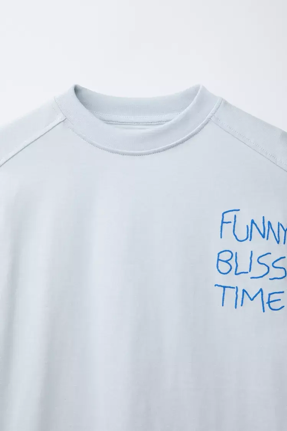 ZARA ФУТБОЛКА С НАДПИСЬЮ, НЕБЕСНО-ГОЛУБОЙ