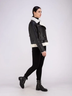 Дубленка зимняя натуральная короткая авиатор Турция