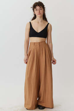 Длинные кюлоты из карамельного льна