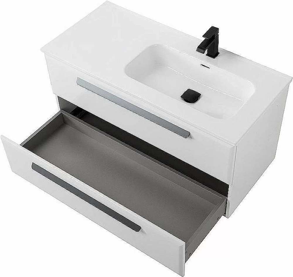 Тумба с раковиной Cezares ECO-CER-N 100 ECO-CER-N-1000-2C-SO-BL белая глянцевая левая/правая