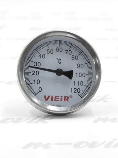 ViEiR Термометр 1/2", горизонтальный 63 мм, 0-120 С° с гильзой 50 мм (YL18)