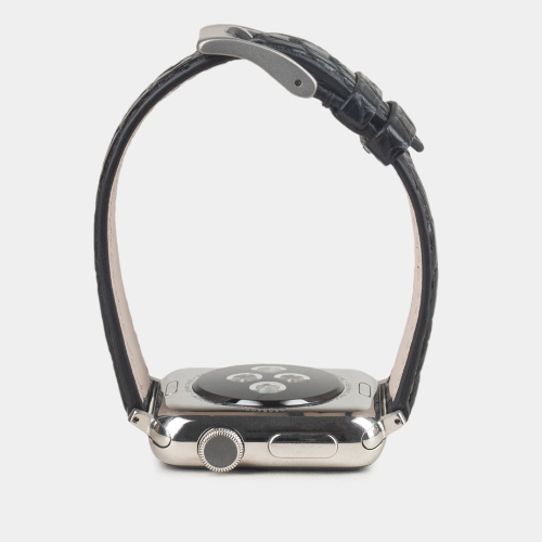 Ремешок для Apple Watch 44/45/46 mm из кожи аллигатора, черного цвета