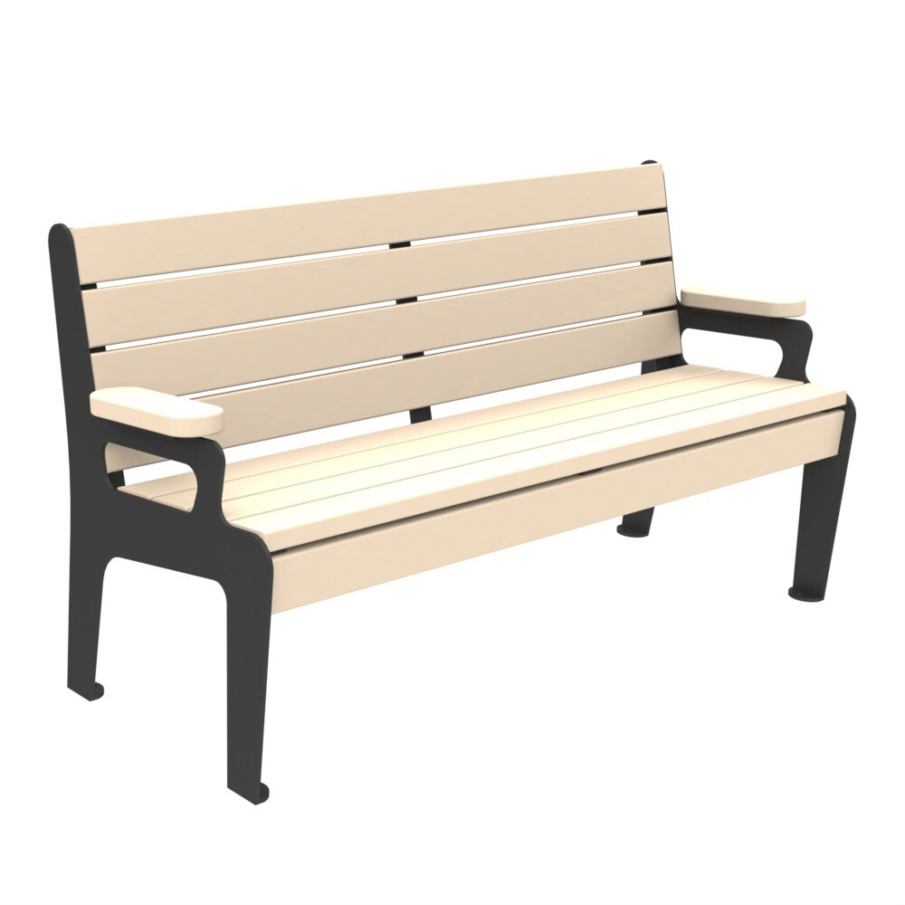 Скамья парковая PO-1518, 1516*649*876 мм., со спинкой и подлокотниками