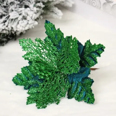 Украшение новогоднее «Пуансеттия - Блеск» 15 см, Изумруд