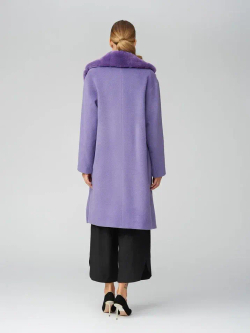 Женское шерстяное пальто с меховым воротником