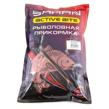 Прикормка Yaman Active Bite Карп (клубника), цв. красный, 900 г