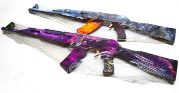 Деревянный Автомат резинкострел 58см, стреляет очередью