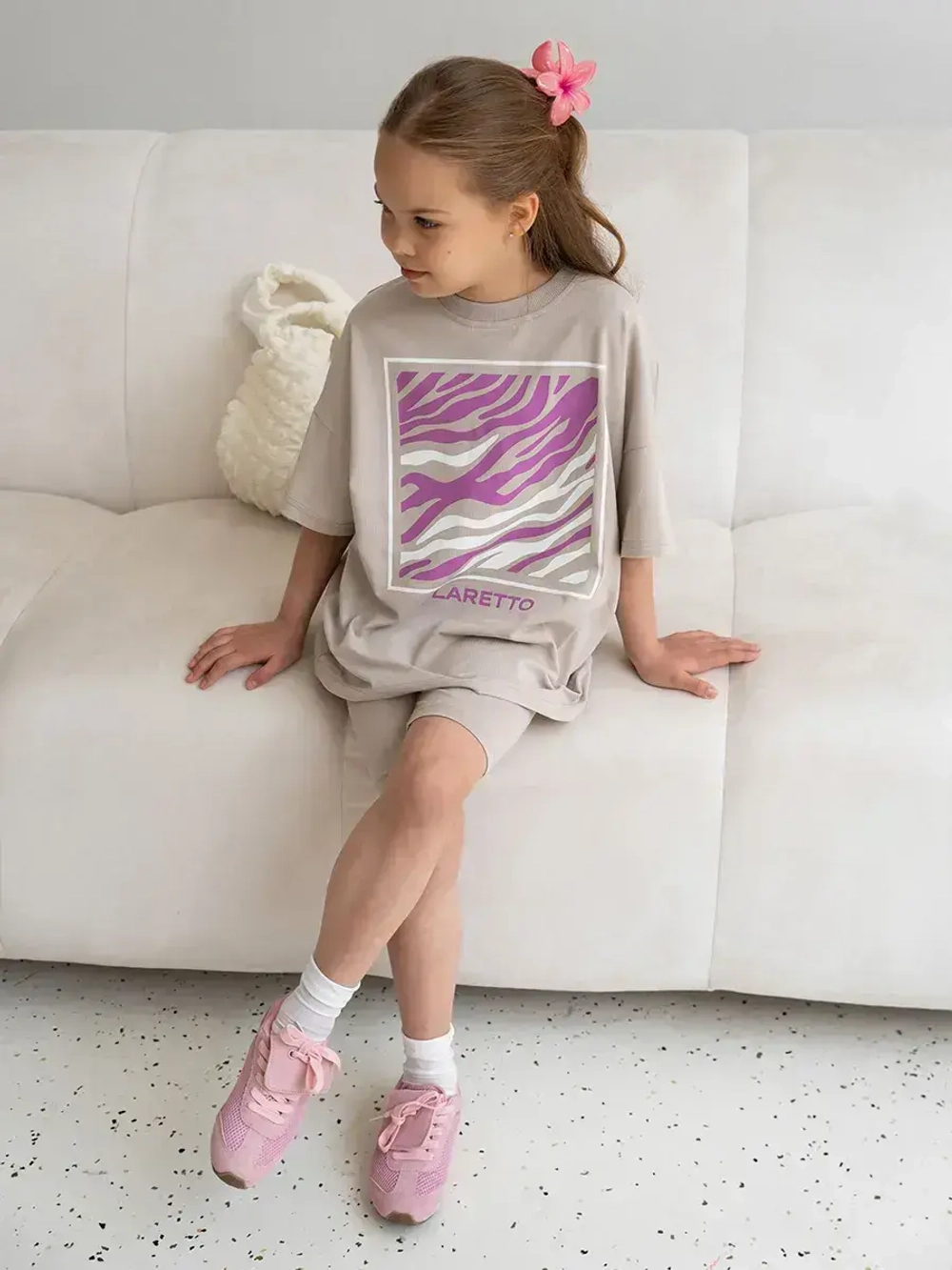 Летний костюм для девочки с велосипедками