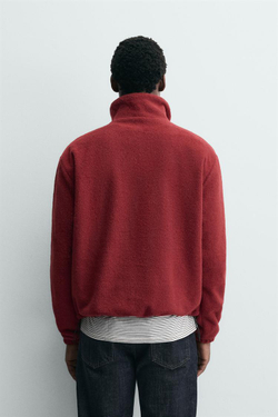 ZARA ТОЛСТОВКА ИЗ ПОЛАРФЛИСА С ВОРОТНИКОМ НА МОЛНИИ, КРАСНЫЙ