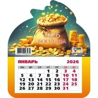 Календарь фигурный на магните 2026 богатства