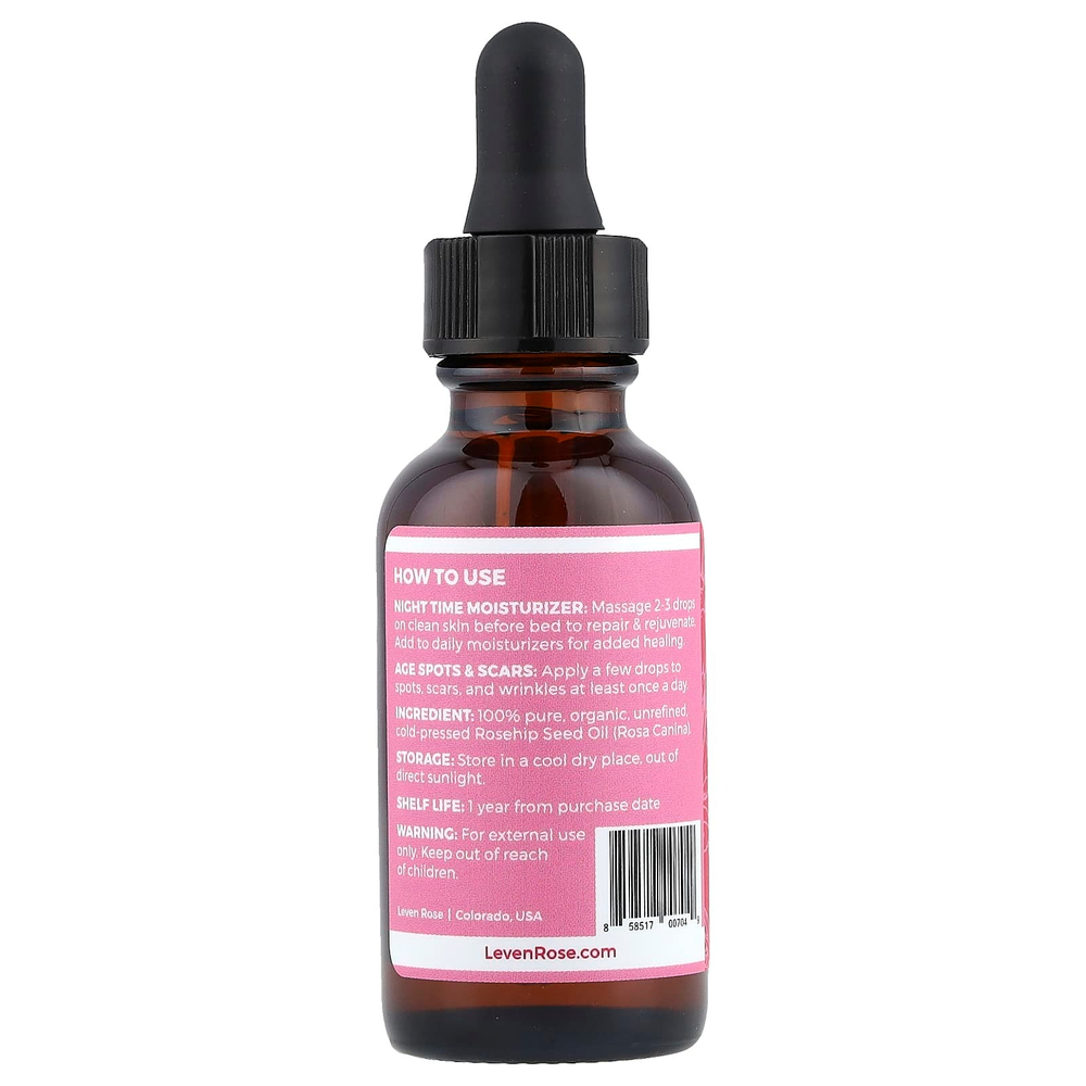 Leven Rose, 100% чистое и органическое масло шиповника, 30 мл (1 жидк. унция)