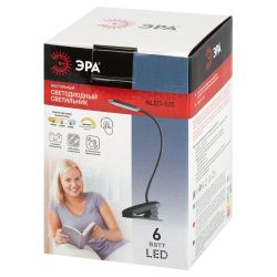 Настольный светильник ЭРА NLED-525-6W-BK светодиодный аккумуляторный на прищепке черный