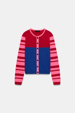 Вязаный кардиган с блоками разных цветов - ZARA