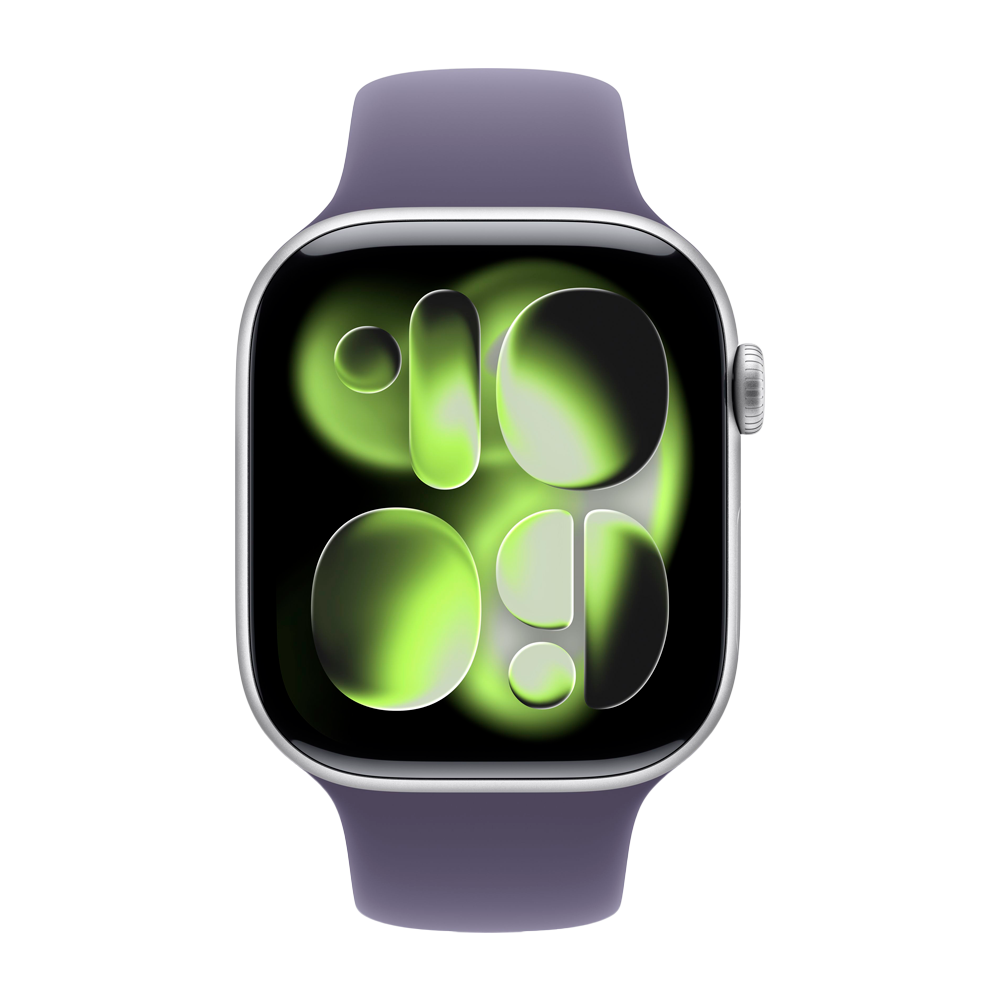 Умные часы Apple Watch Series 11 GPS, 46mm, Silver Aluminium Case with Purple Fog Sport Band, S/M