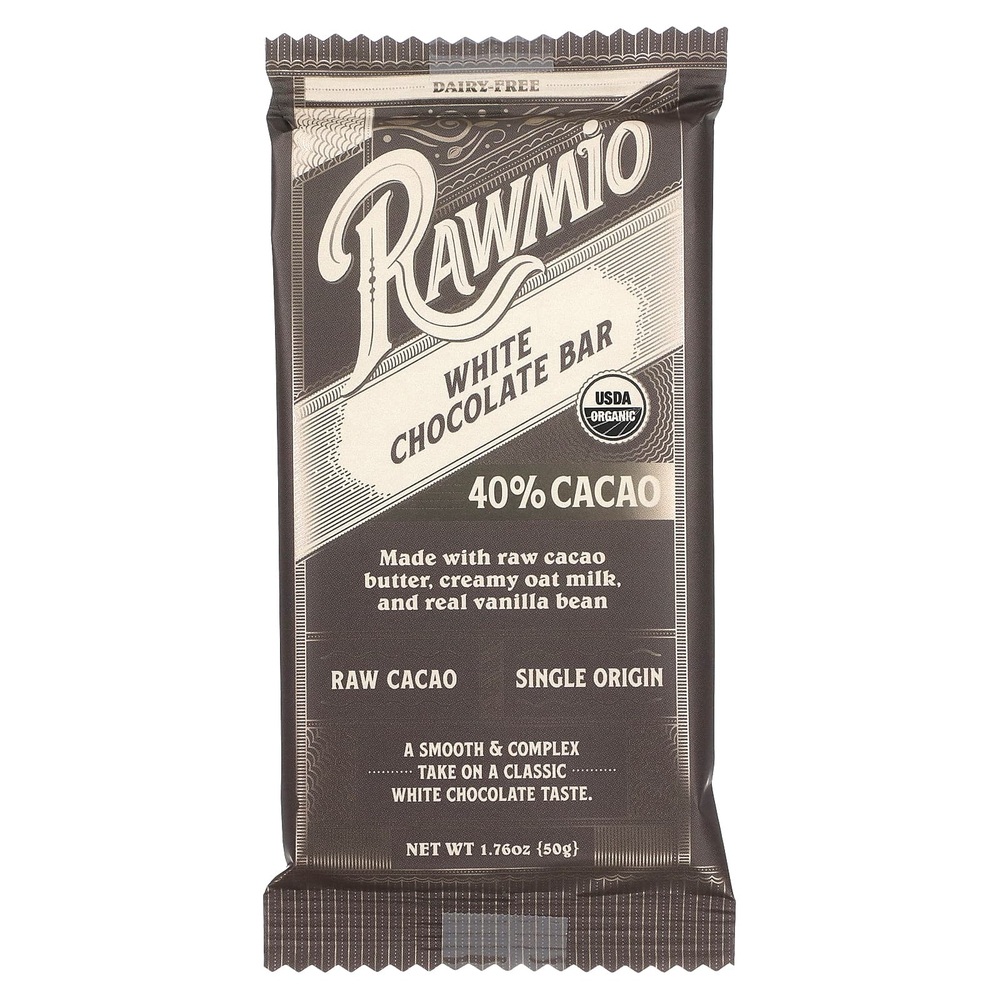 Rawmio, Плитка белого шоколада, 50 г (1,76 унции)