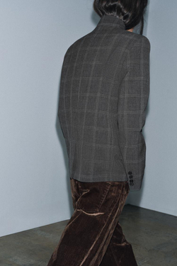 ZARA БЛЕЙЗЕР В КЛЕТКУ — ZW COLLECTION LIMITED EDITION, СЕРЫЙ МЕЛАНЖ