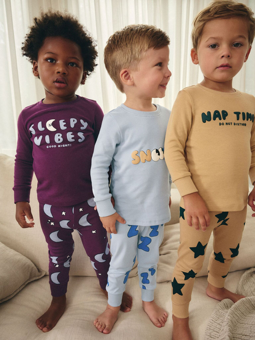 Пижама для мальчика Next B05-099, 3 шт., Бордовый, Голубой, Песочный