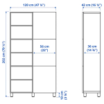 Книжный шкаф с дверцей - IKEA BESTÅ/BESTA, 120x42x202 см, белый, Беста/Бесто ИКЕА