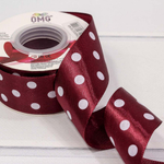 Лента Атласная 3,8см х 28м Сатин горох (Вишневый)