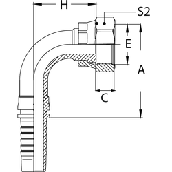 Фитинг DN 16 ORFS (Г) 1 (90)  накидная гайка