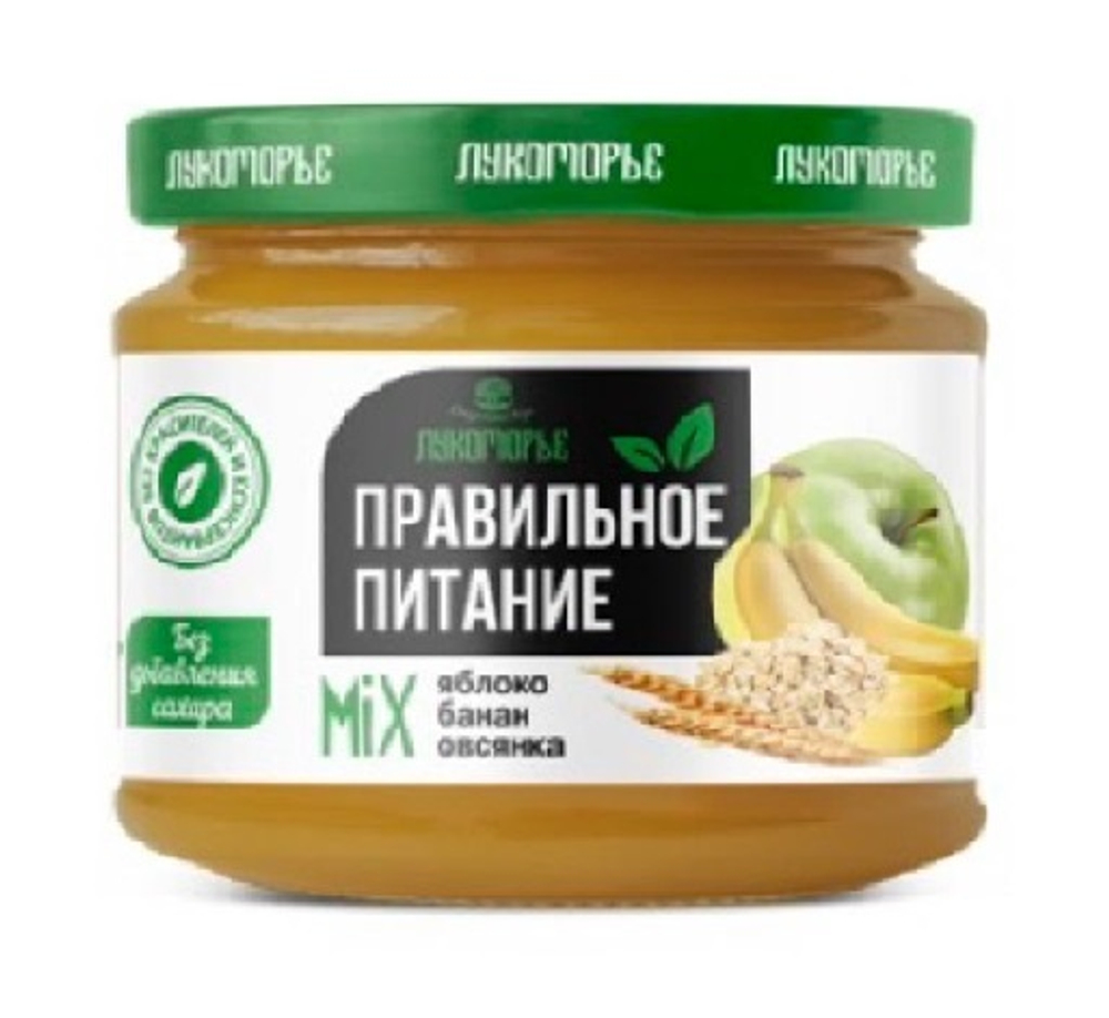 Яблоко, банан, овсянка, без добавления сахара 0,280л.